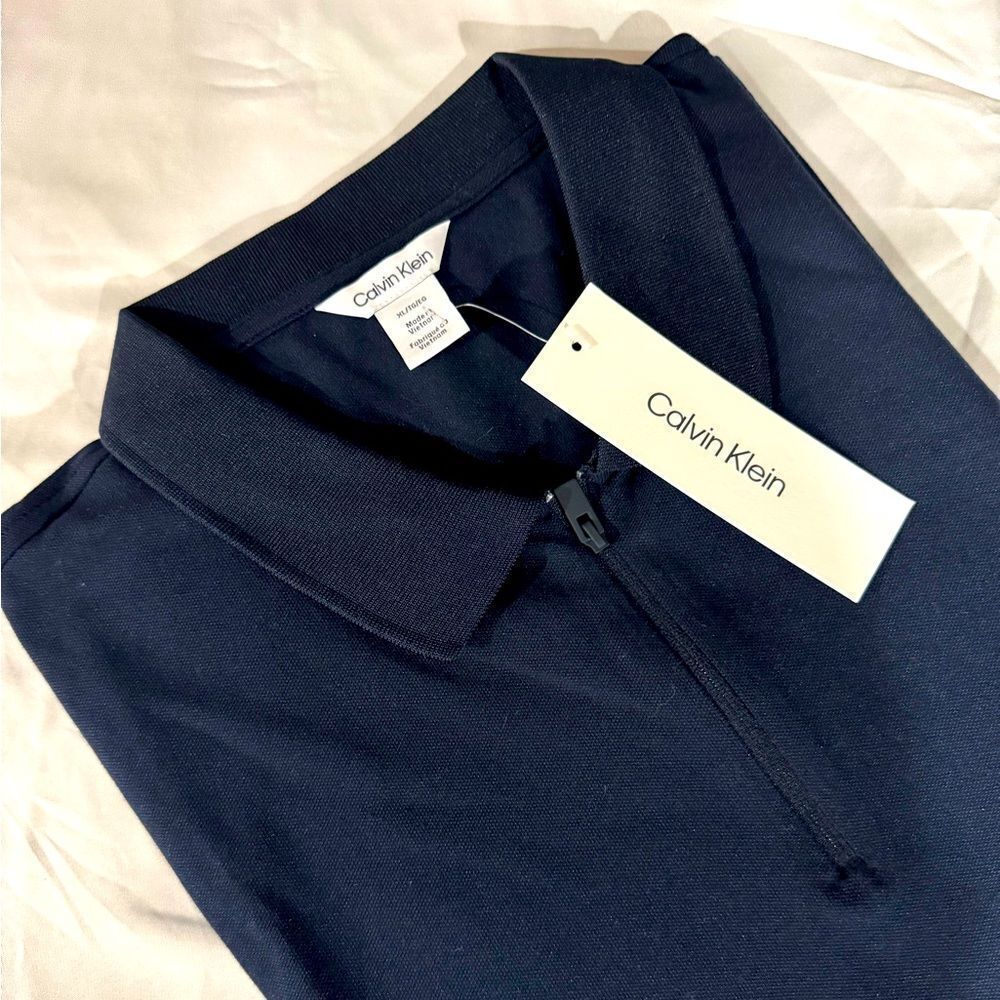 CALVIN KLEIN MENS HALF-ZIP POLO SHIRT XL